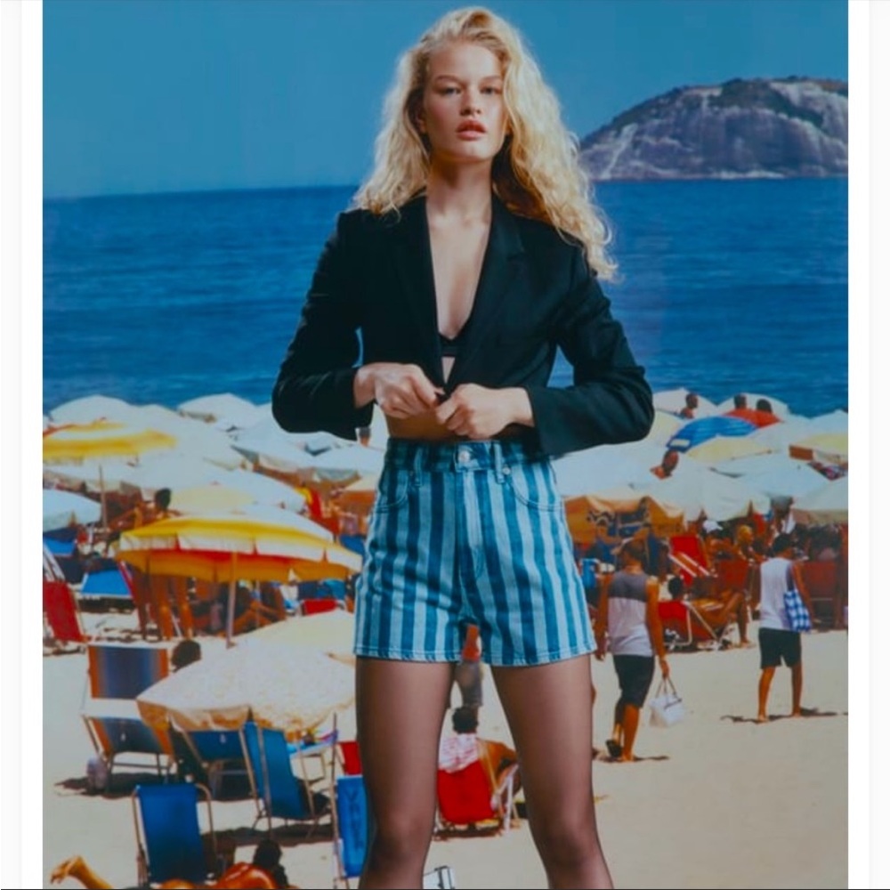 NWT Zara Striped Denim Shorts